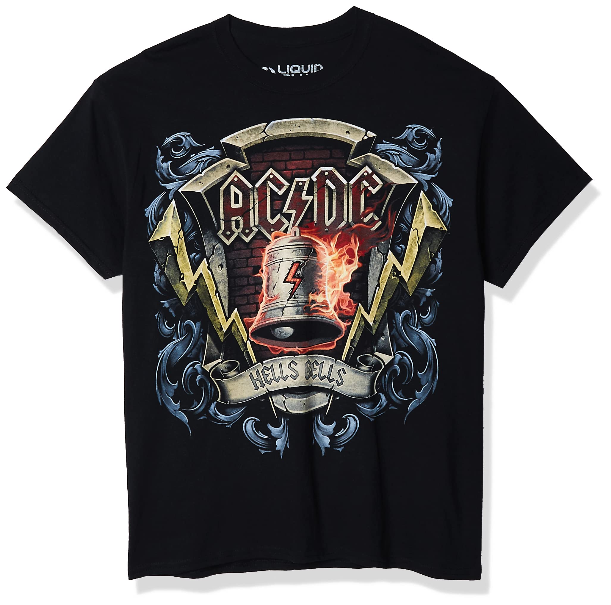 Liquid Blue Mens Ac/DC-Hells Bells Shield T-Shirt Black Large