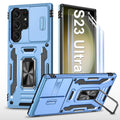 for Samsung Galaxy S23 Ultra Case with Camera Cover & 2 Screen ProtectorsMilitary Grade Heavy Duty Shockproof for Samsung S23 Ultra CoverMagnetic Kickstand Case for Galaxy S23 Ultra 5GLight Blue